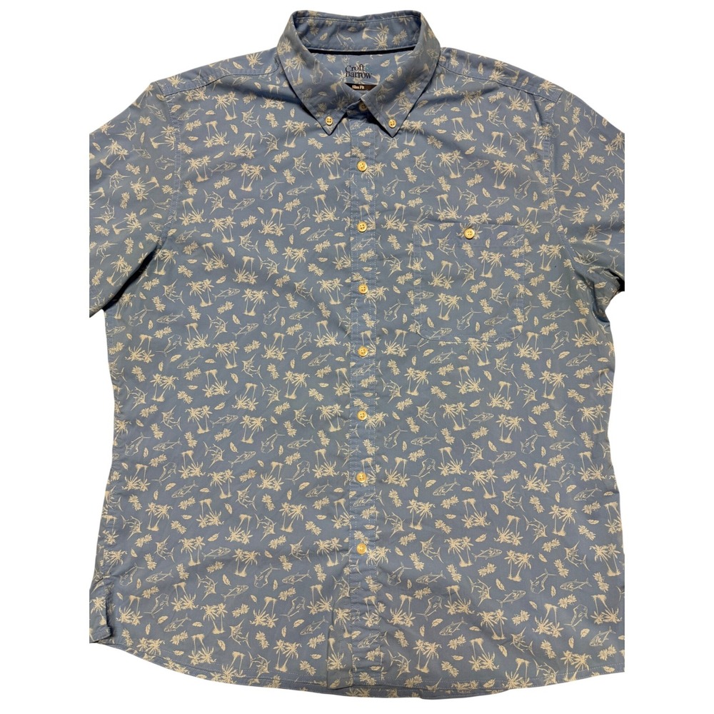 Croft & Barrow Mens Slim Fit Performance Tropical Marlin Shirt Blue XL